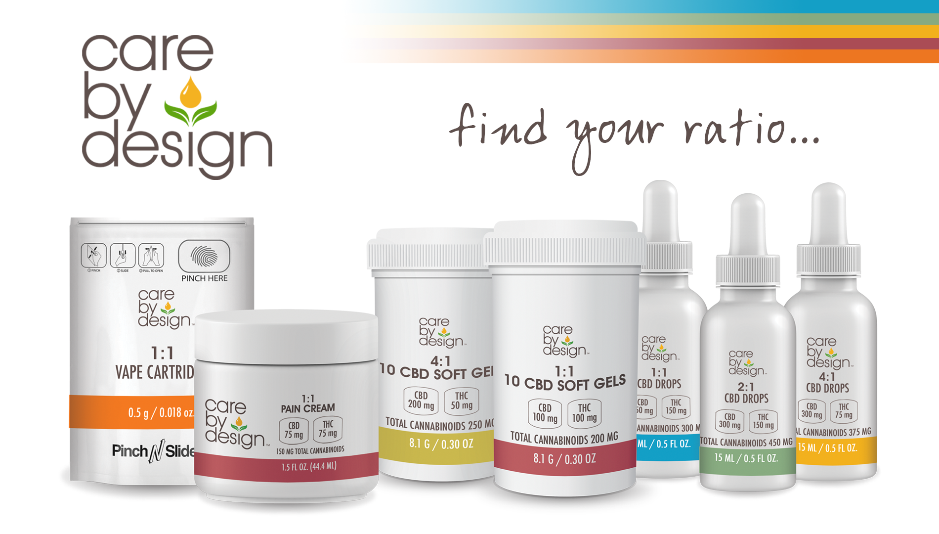 various bottle of care by design cannabis products