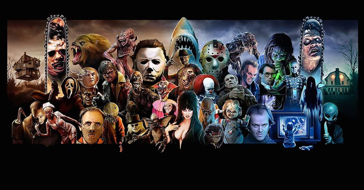 collage of horror film characters