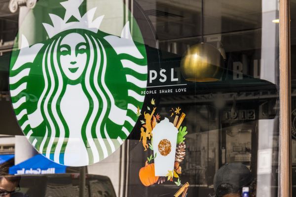 storefront window featuring pumpkin spice latte