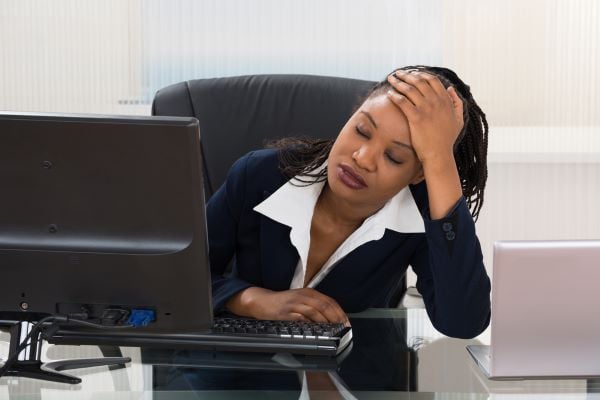 woman stressed out at work