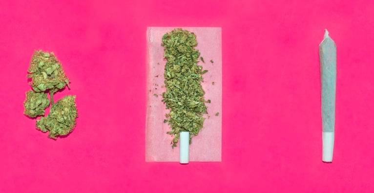 marijuana bud paper and cone joint