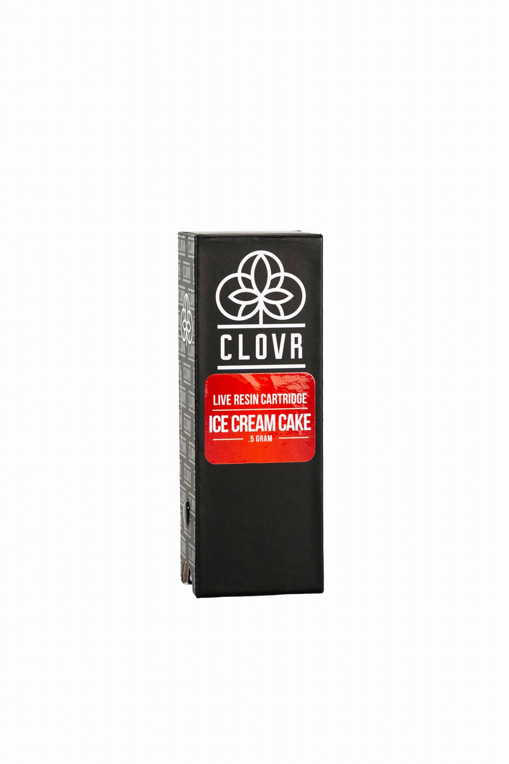 clovr marijuana live resin cartridge ice cream cake packaging