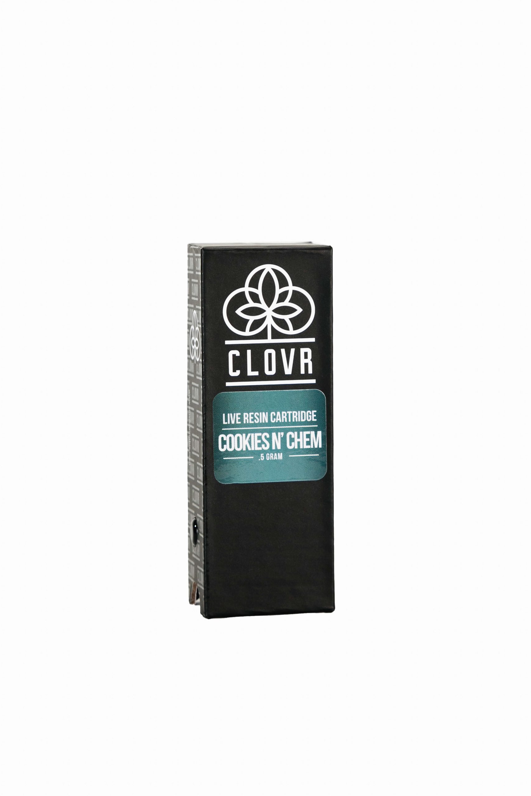 clovr marijuana live resin cartridge cookies and chem packaging