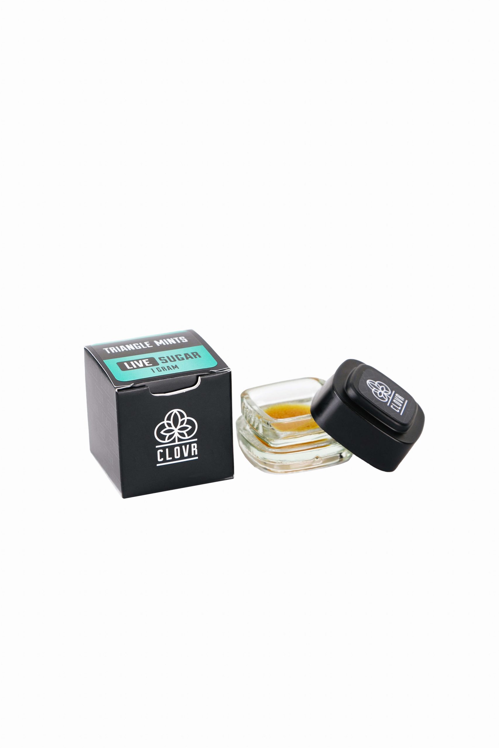 clovr marijuana live sugar concentrate triangle mints packaging