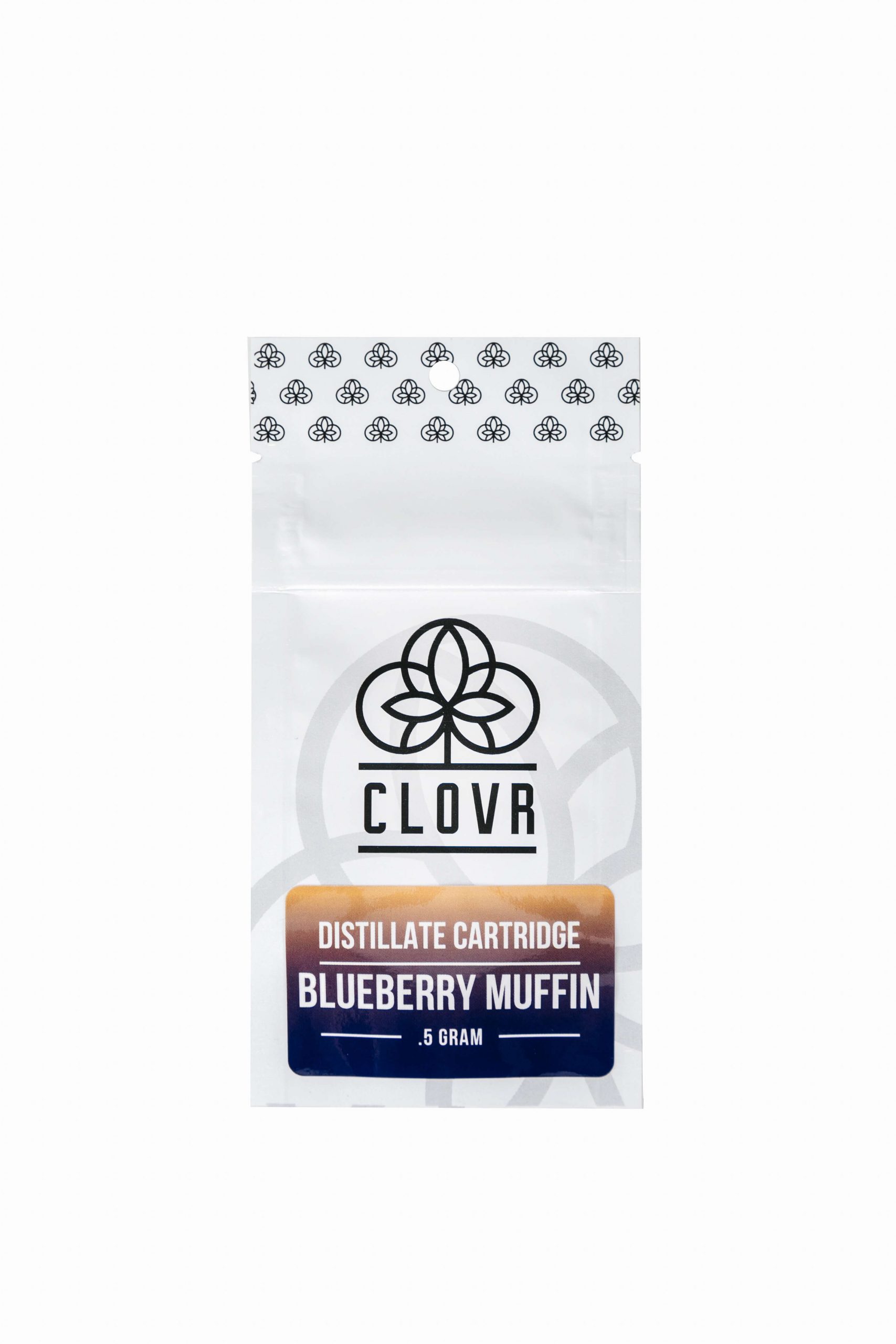 clovr marijuana distillate cartridge blueberry muffin packaging