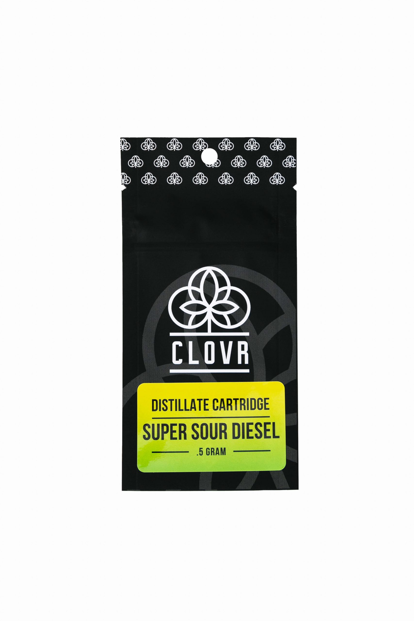 clovr marijuana distillate cartridge super sour diesel packaging