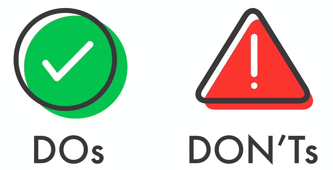 Do and Dont or Good and Bad Icons with Positive and Negative Symbols