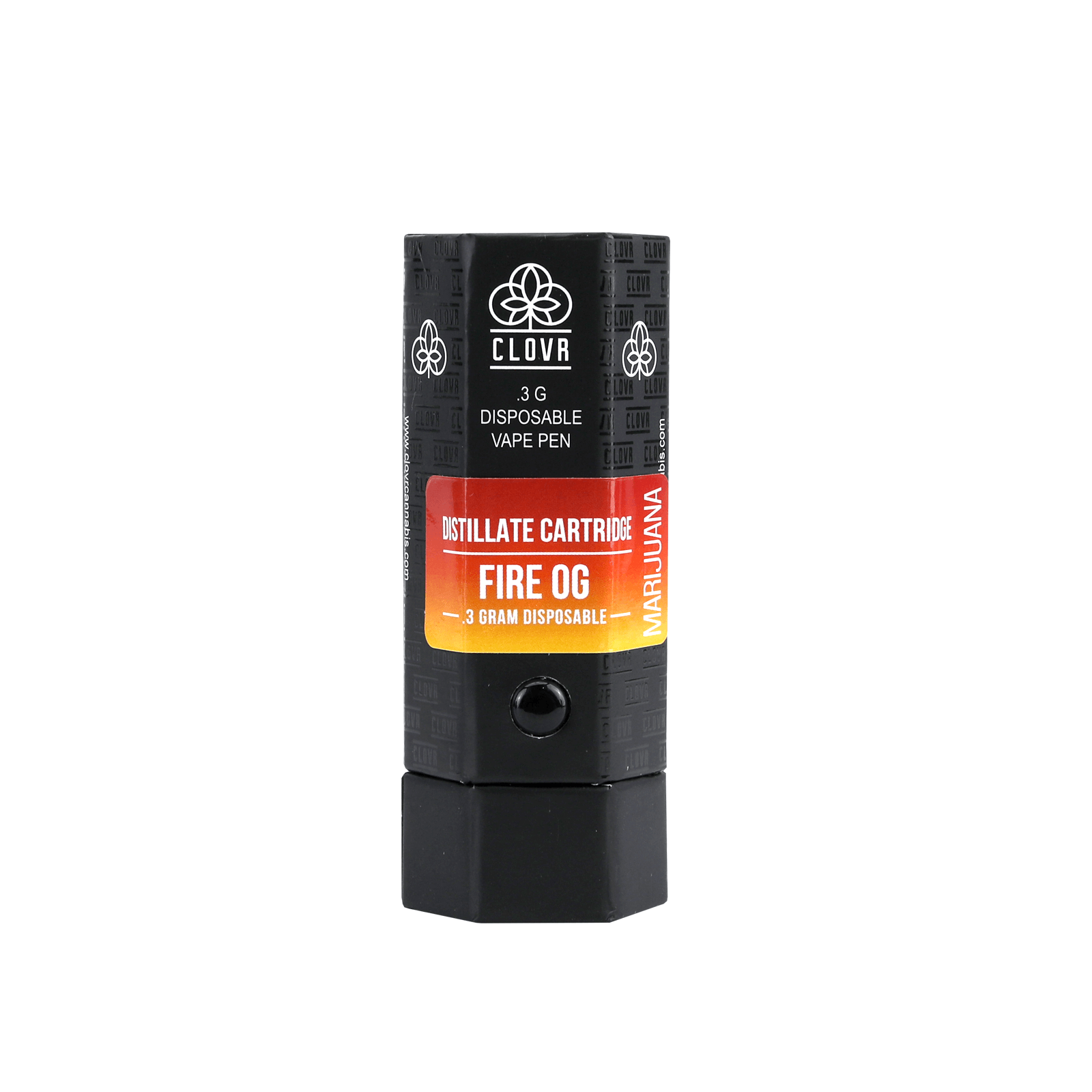 clovr marijuana fire o.g. distillate vape pen packaging
