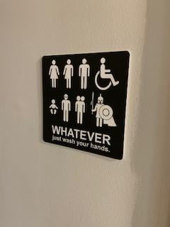 clovr bathroom sign for all people