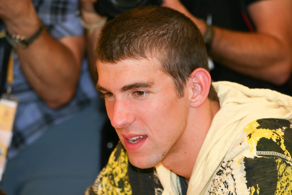 US swim star Michael Phelps at a press conference at the Olympic Games 2008 in Beijing