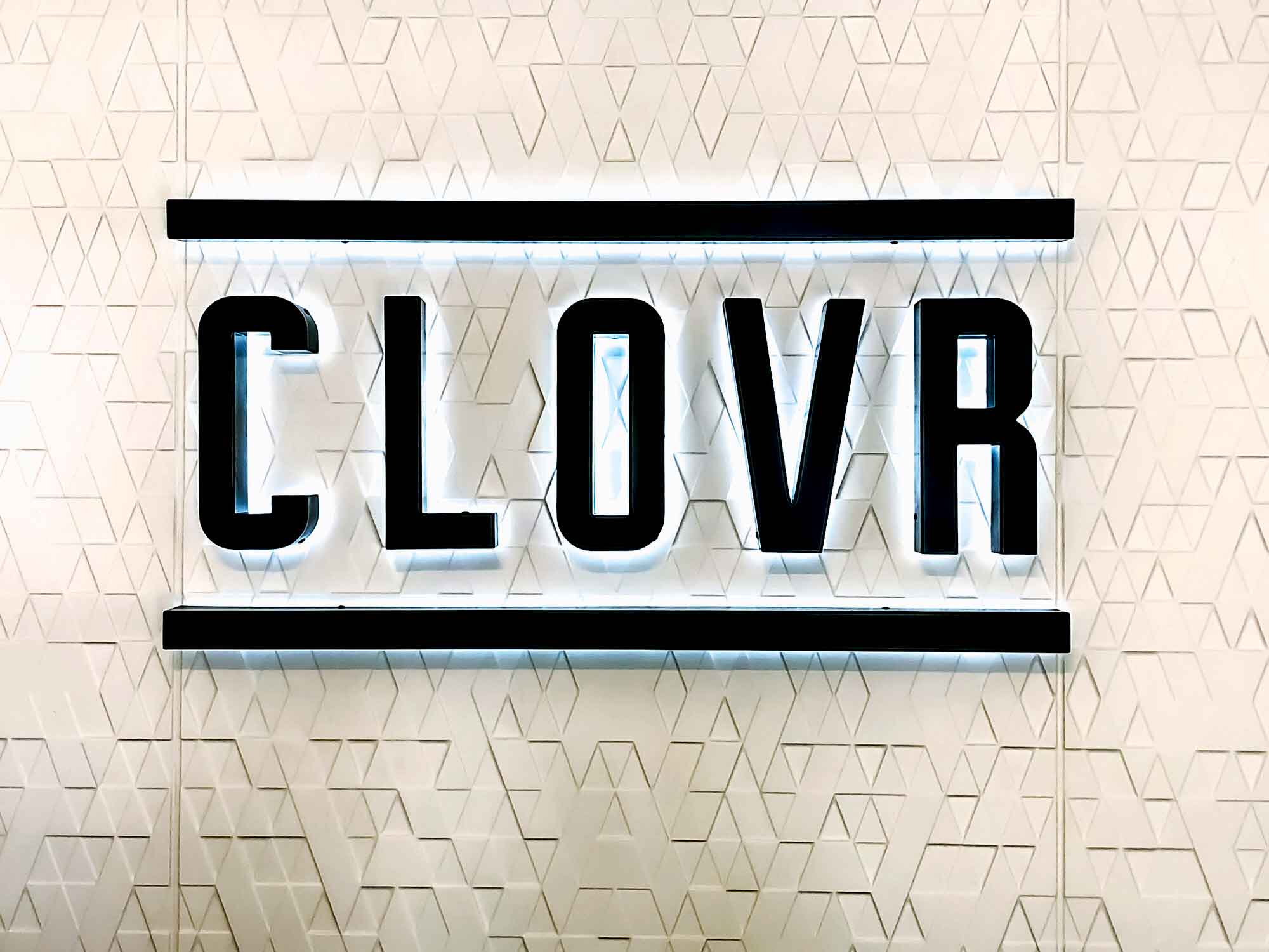 clovr logo on their new building