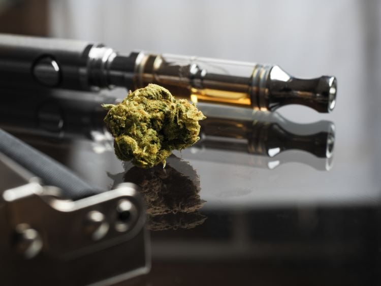 marijuana oil cartridge and marijuana bud