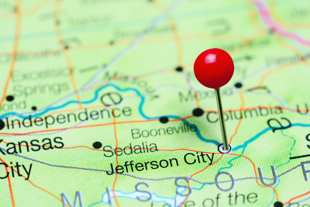red pin on jefferson city map