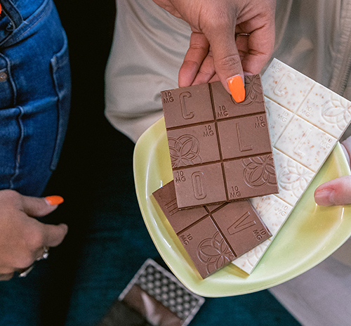 plate of marijuana infused chocolate bars