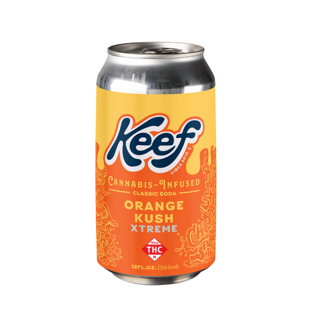Can of Keef Orange Kush Xtreme 100mg classic soda