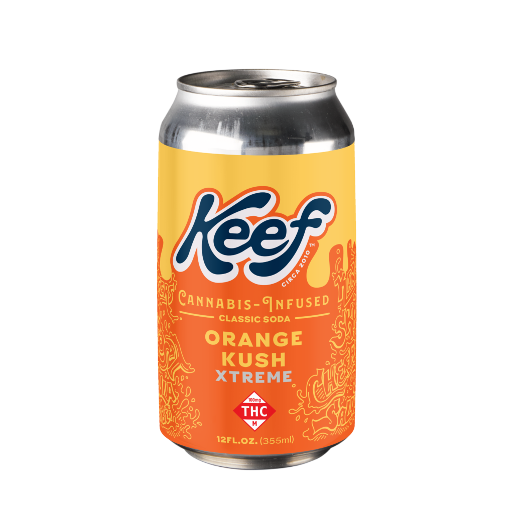 Can of Keef Orange Kush Xtreme 100mg classic soda