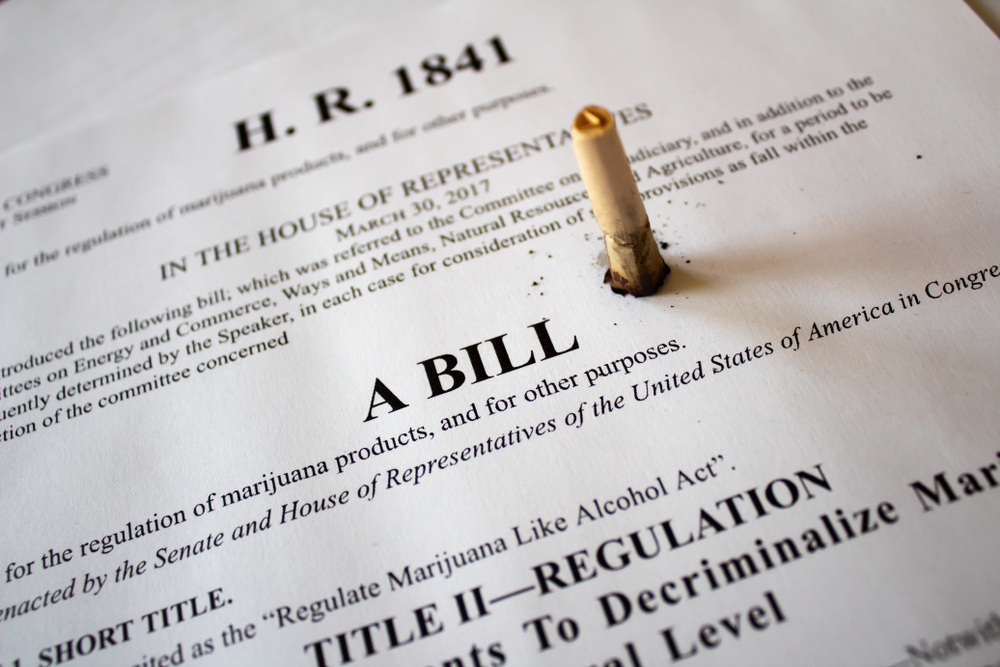 legislative papers and a marijuana roach