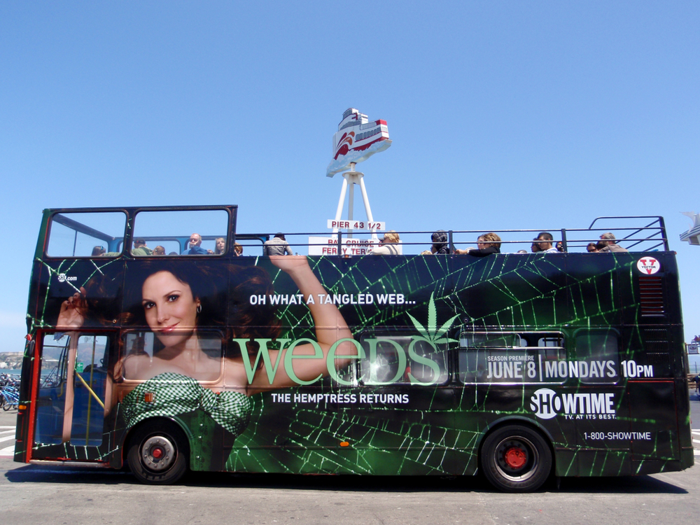 weed tv show poster on a bus
