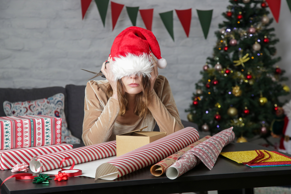 woman stressed out at christmas
