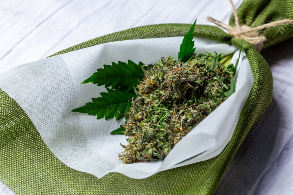 bouquet of marijuana buds and leaves