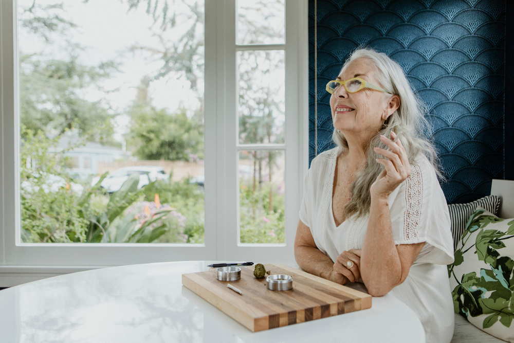 older woman enjoying marijuana