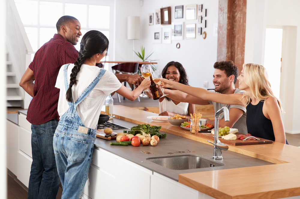 friends partying in the kitchen